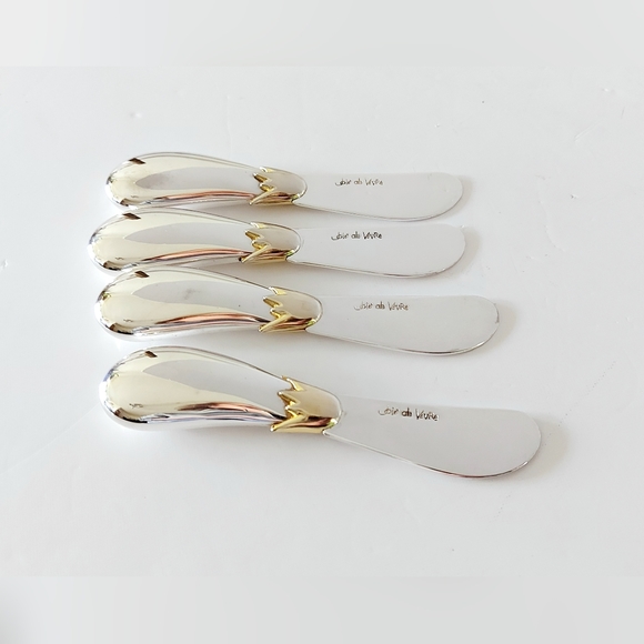 Set of 4 eggplant-shaped spreadable knives Silverplated - Picture 5 of 8